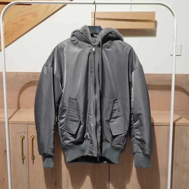 ジャケット メンズ 男性用 防風 フード付き フェイクファー リバーシブル ブルゾン 厚手 アウター 秋冬 普段使い 無地 ブラック グレー|トミーショップ 店