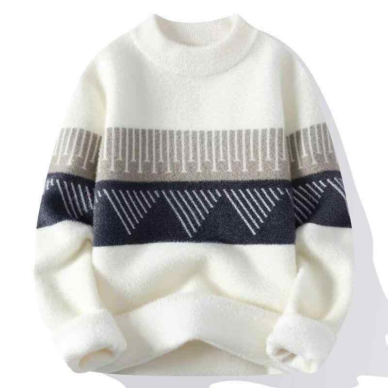ニット メンズ セーター タートルネック 秋冬 暖かい 厚手 ニットトップス プルオーバー カシミヤ混 ?松 深灰色 カーキ色 白色
