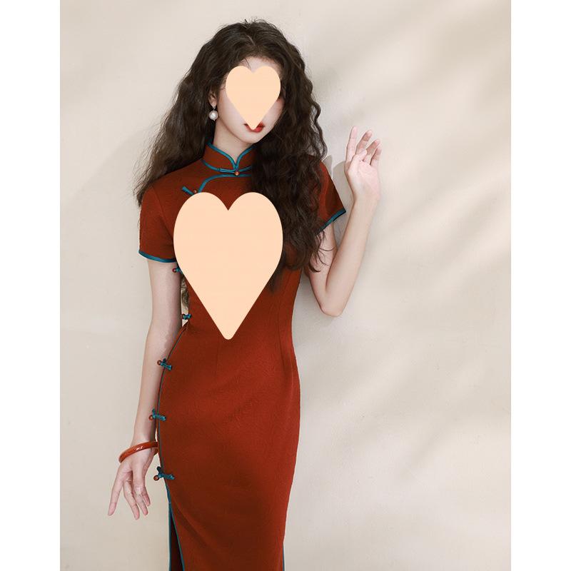 チャイナドレス レディース 結婚式 お呼ばれ 赤色 ロング パーティー 発表会 演奏会 ステージ 衣装 披露宴 フォーマル エレガント ロングスリーブ 春夏