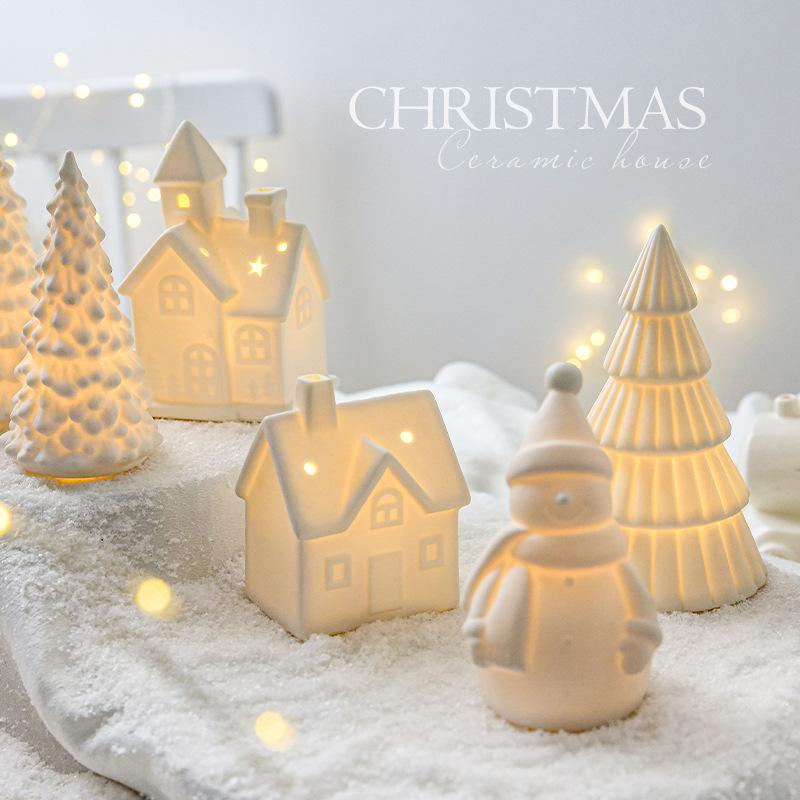 クリスマス 置き物 陶器製 光る 雪だるま クリスマスツリー 卓上 クリスマス プレゼント 飾り ヨーロピアン 4,282円