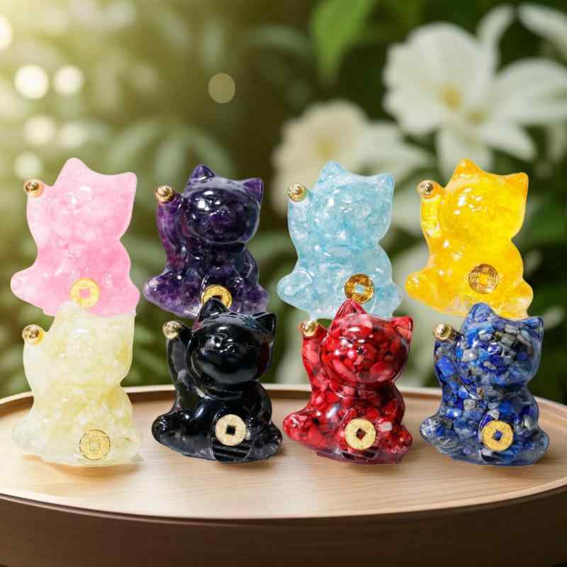 楽天市場】招き猫（水晶）1個 ねこ ネコ インテリア 置物 天然石