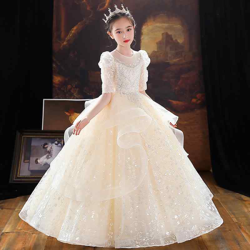 ちびっ子用フォーマル御召しもの ガールズ パフ衣袂 チュール 洋琴告げ知らせる会 掻き鳴らす会 華燭の典 寄り合い 三鞭酒色つや 歳月