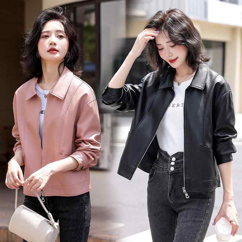 ジャケット レディース 羊革 秋冬 翻 Collar ミディアム丈 ゆったり 長袖 ポケット付き ラムレザー アウター カジュアル