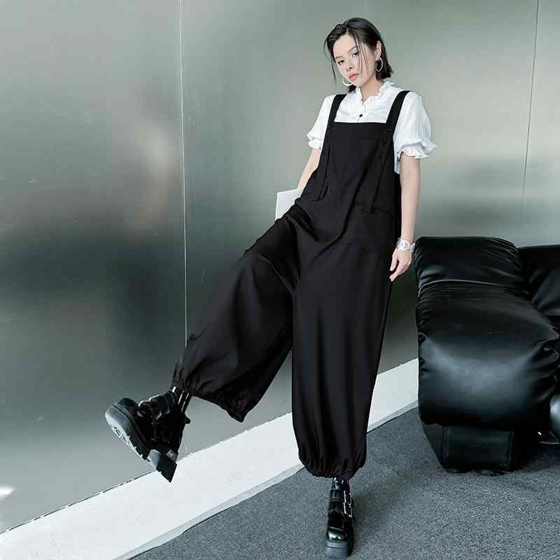 レディース ワイドパンツ 背? ハレム 九分丈 綿麻 混 コットン ポリエステル 切り替え ポケット ゆったり 腰回り 中厚 無弾性 黒 ストリート 個性 街頭 潮人 スタイル 夏 シーズン 百搭 休? 通勤 普段使い カジュアル