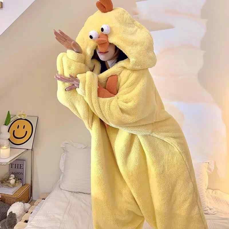 パジャマ レディース ルームウェア 上下セット 秋冬 珊瑚フリース あったか かわいい アニマル 長袖 長ズボン 寝巻き 部屋着 寒さ対策 冷え性対策 イエロー