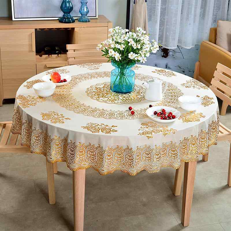 テーブルクロス 円形 PVC 撥水 厚手 家庭用 レース テーブルマット 防滑 防塵 美化 装飾 250cm 220cm 200cm 180cm 160cm 150cm 130cm 90cm