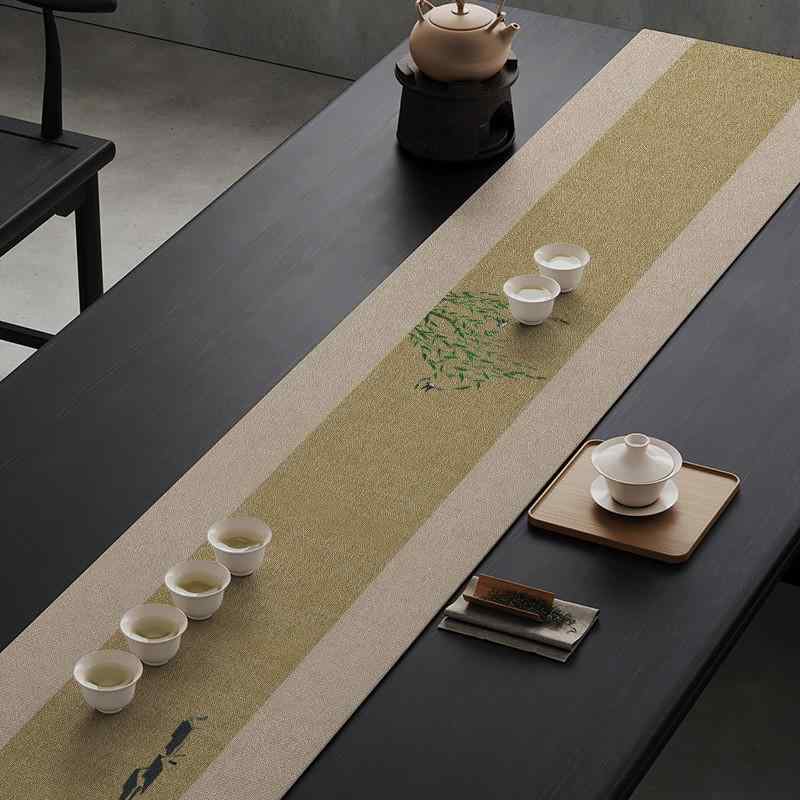 テーブルクロス テーブルランナー 新中式 禅意 茶席 麻 テーブルマット 防水 茶台 長方形 30×120cm 30×140cm 30×160cm 30×180cm 30×200cm 30×220cm 30×240cm