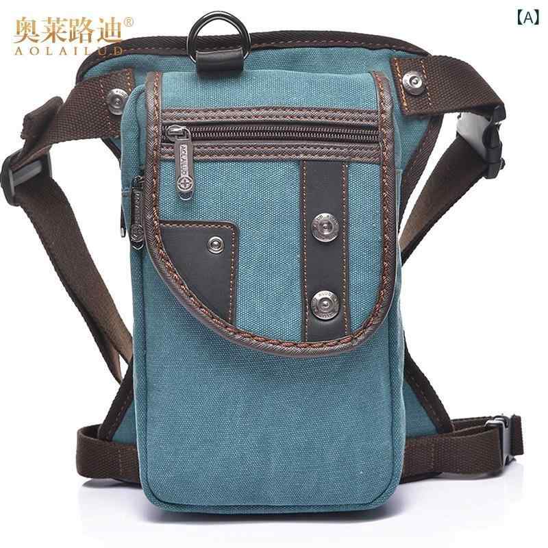 バッグ メンズ 男性用 帆布 斜めがけバッグ ウエストバッグ レッグバッグ 耐摩耗性 大容量 カジュアル 普段使い 浅青色 青色 茶色 カーキ色 黒色