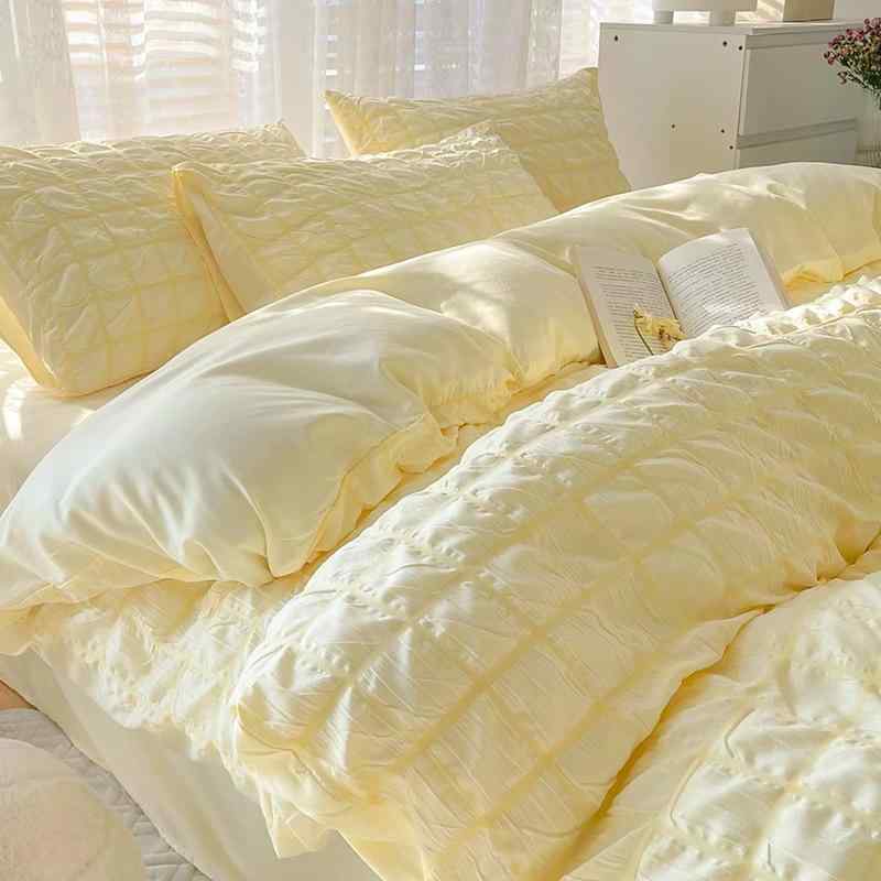 寝具カバーセット 女の子 格子柄 ベッドシーツ式 布団カバー ベッド用品 3点セット 4点セット 格子泡泡? 1.2m 1.5m 1.8m 2.0m