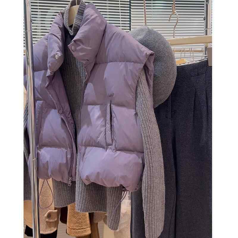 ダウンベスト レディース パープル 紫色 ショート丈 立襟 防寒着 中綿入り あったか チョッキ アウター ベスト 日韓スタイル 秋冬｜トミーショップ 店