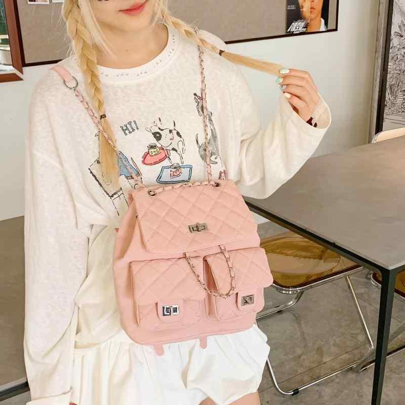 リュック レディース ミニ チェーン 軽量 学生 通勤 バッグ 鞄 斜めがけ かわいい おしゃれ ピンク系