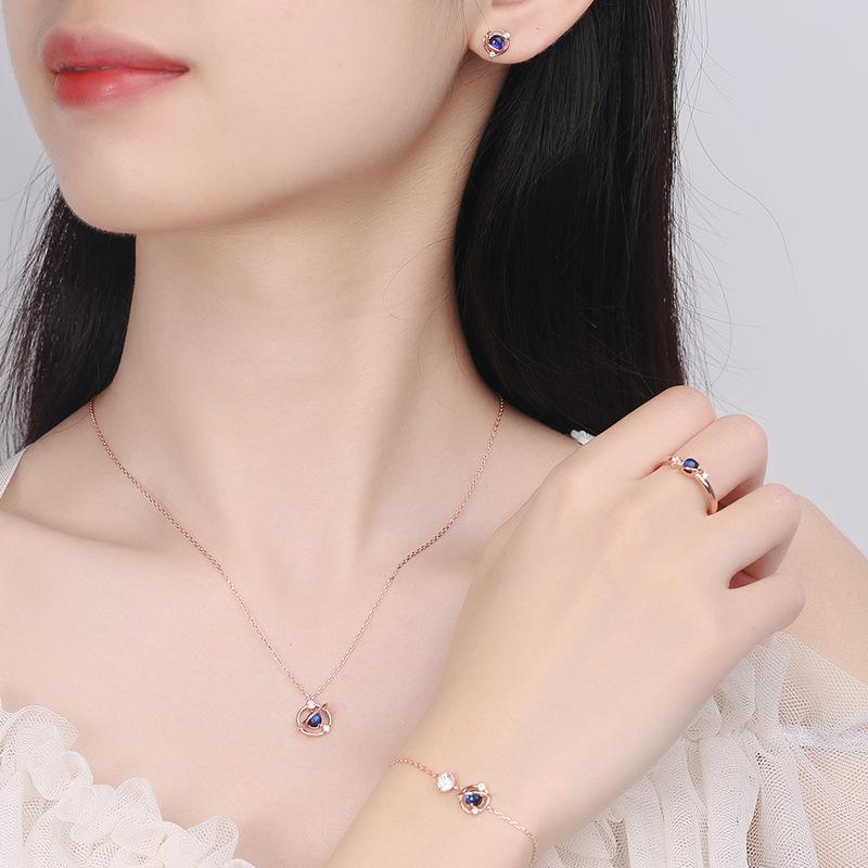 アクセサリー レディース S925銀製 ネックレス ブレスレット ピアス 指輪 セット ガラス 幾何学模様 星座風 白金色 ローズゴールド 誕生日 バレンタインデー ギフト