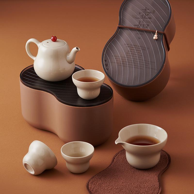 茶器 旅する用茶器 持っていく型 ティーポット 3点仕掛ける 瀬戸もの 会社企業用差し上げ物 分かりやすい アウトドア-その他