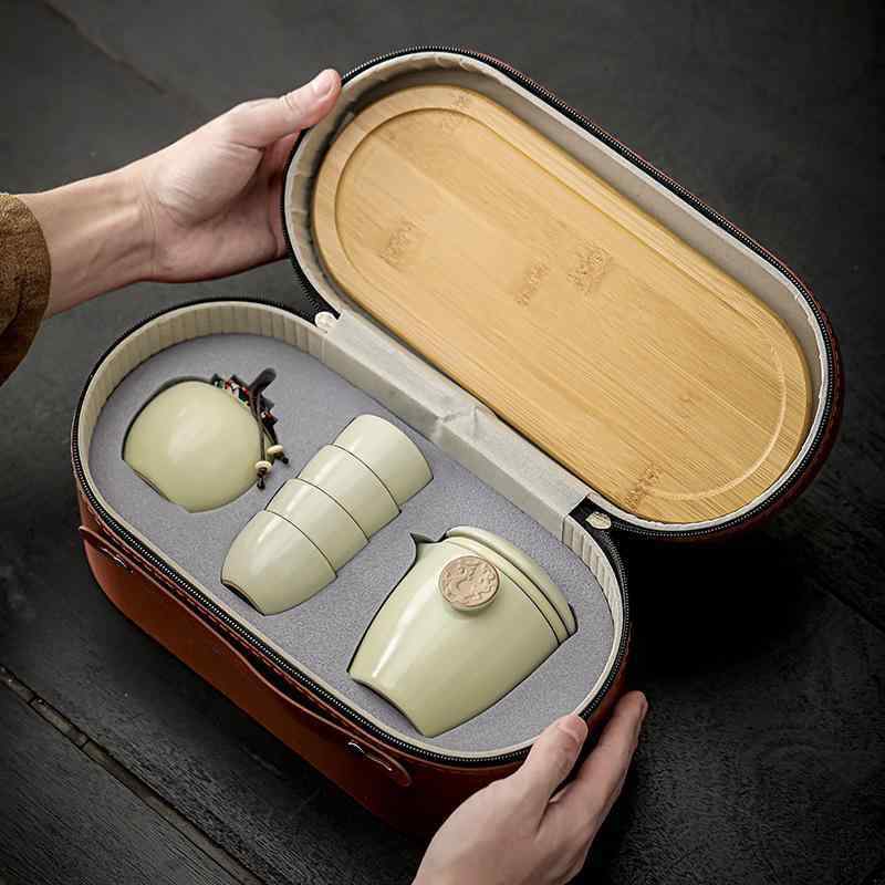 茶器 旅行茶具 セット 携帯用 陶瓷 茶盤付き 快客杯 湯呑み 4客 湯呑み 贈り物 贈答品 記念品