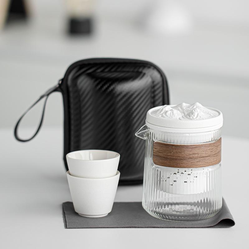 茶器 携帯用茶器セット 快客杯 アウトドア 車載用 陶器 ティーセット 2客付き 白 黒 緑 赤 贈り物