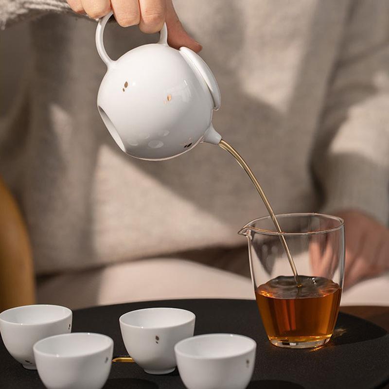 茶器セット 携帯用 茶器 景徳鎮 陶器 快客杯 ティーポット カップ4個 功夫茶 新中式