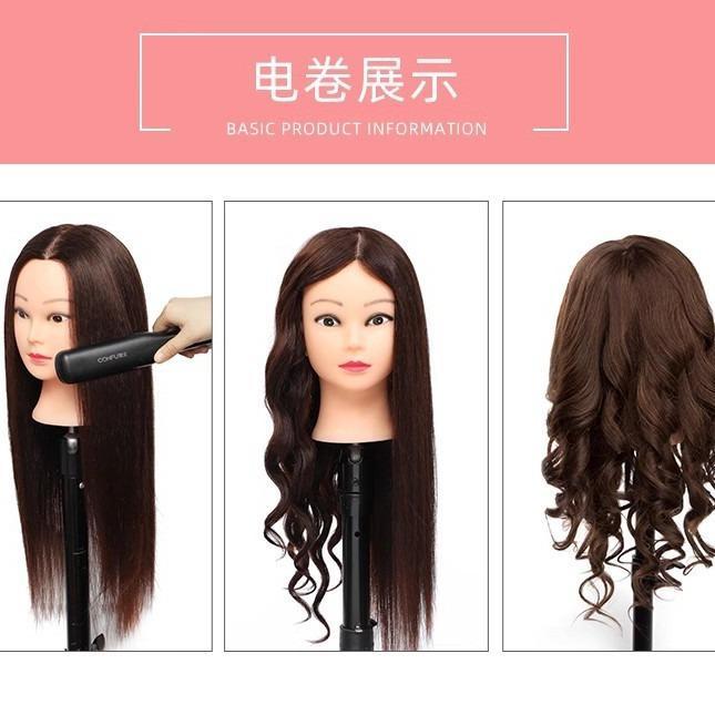 ヘアアクセサリー レディース メンズ 練習用 ウィッグ ヘッド 混合毛 80% メイクアップ 編み込み ヘアアレンジ ヘアスタイリング マネキン カット カラー 自然 黒 深い茶色 ゴールド