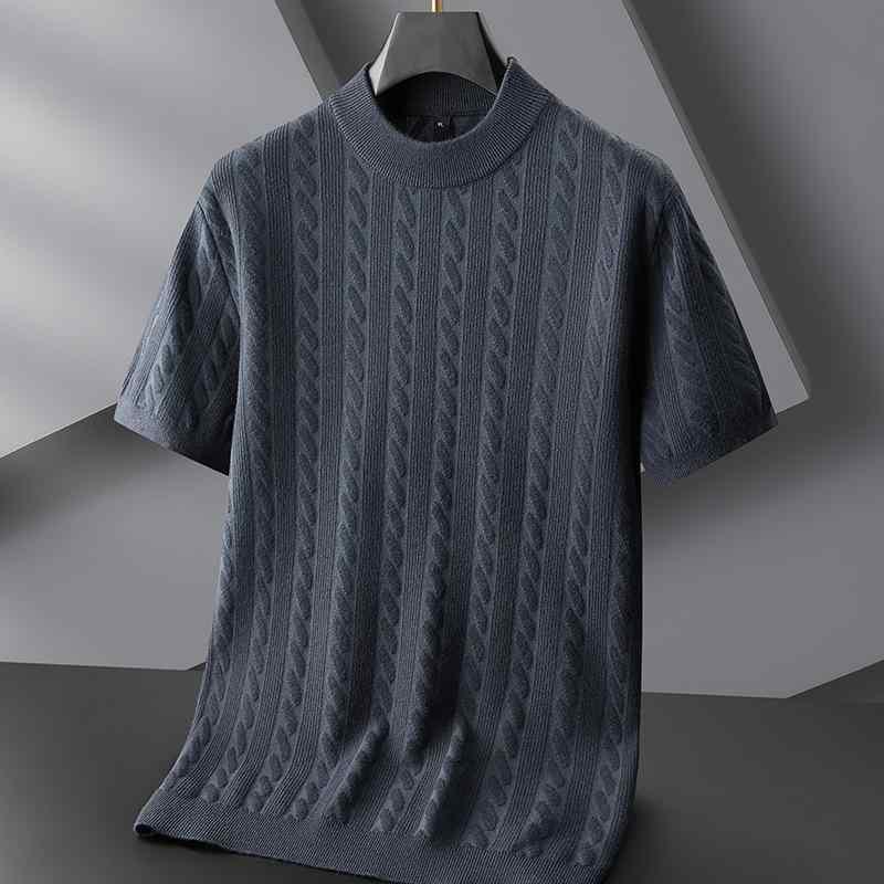 ニット メンズ 大きいサイズ 半袖 プルオーバー round neck ジャカード 普段使い トップス 春秋 韓国風 紺 黒 XL 2XL 3XL 4XL 5XL 6XL 7XL