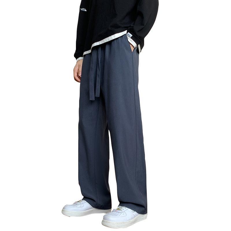 パンツ メンズ 男性用 春秋 黒 カーキ色 ダークグレー パープル コーヒー色 ゆったり ストレート ズボン 普段使い 大きいサイズ 伸縮性