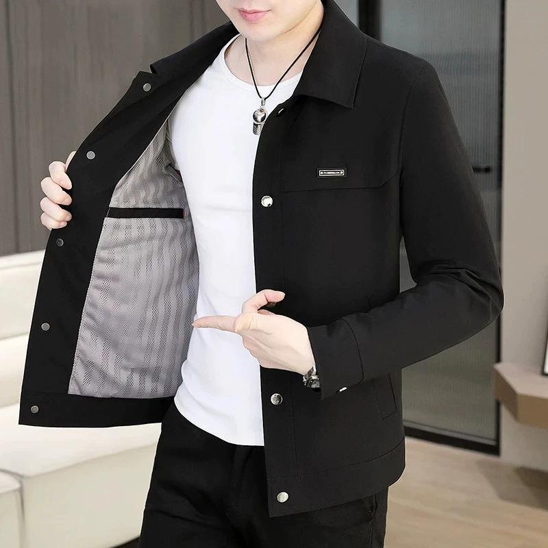 ジャケット メンズ 男性用 紳士服 アウター トップス 韓国風 スリムフィット 襟付き ポリエステル ブラック 淡黄色 青緑色 春秋｜トミーショップ 店