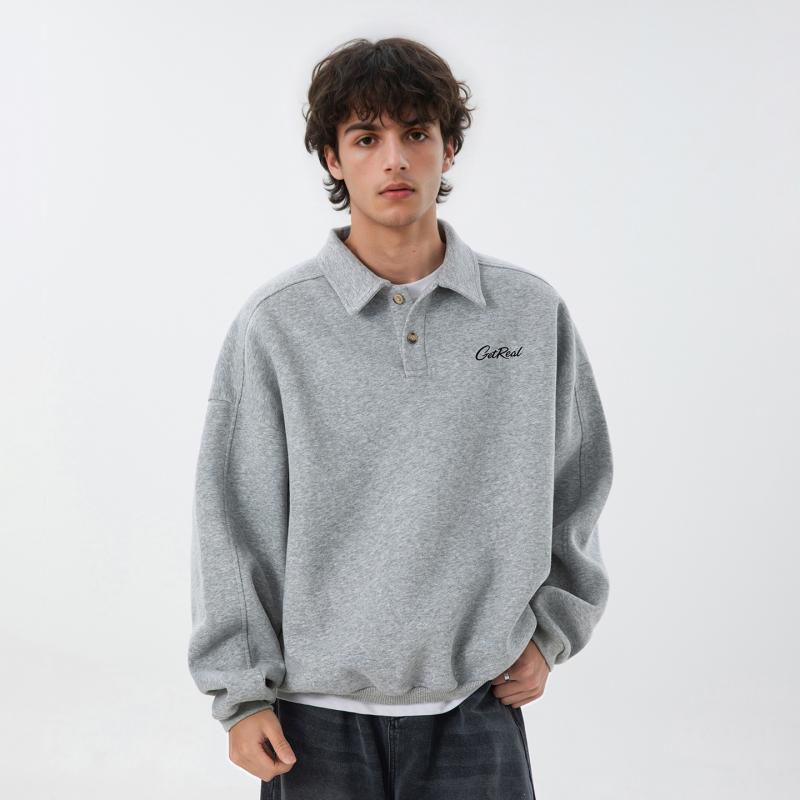 スウェット メンズ 男性用 トップス 秋冬 レトロ 襟付き カットソー プルオーバー 長袖 ?松 綿混紡 花柄 ブラック系 ホワイト系
