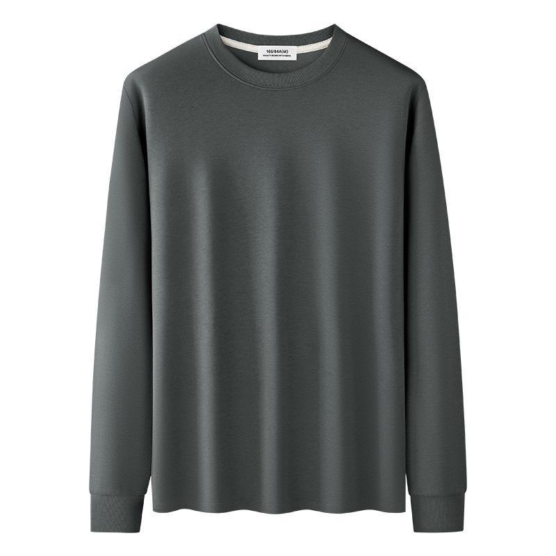 Tシャツ メンズ 長袖 モダール カットソー ラウンドネック 無地 厚手 インナー トップス 春秋 普段使い 部屋着 リブ裾 ブラック ホワイト ネイビー ワインレッド コーヒー ライトグレー ダークグレー ベージュ スモークブルー キャメル