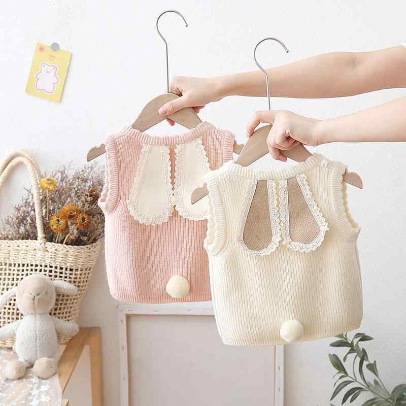 ニット キッズ 女の子 ニットカーディガン うさぎモチーフ ベビー 子供服 秋冬 トップス 羽織りもの 防寒 かわいい 幼稚園 保育園 ピンク系 アイボリー
