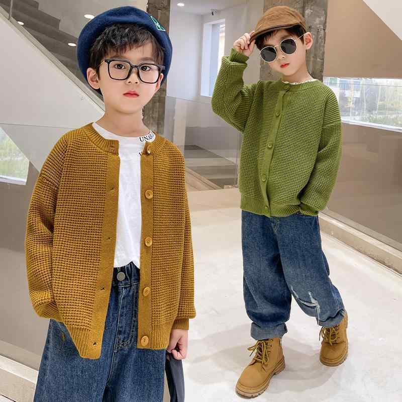 子供服 ニットカーディガン キッズ 男女兼用 秋物 長袖 セーター トップス 普段着 かわいい 伸縮性 男の子 女の子 オリーブグリーン 黄キャメル 杏色