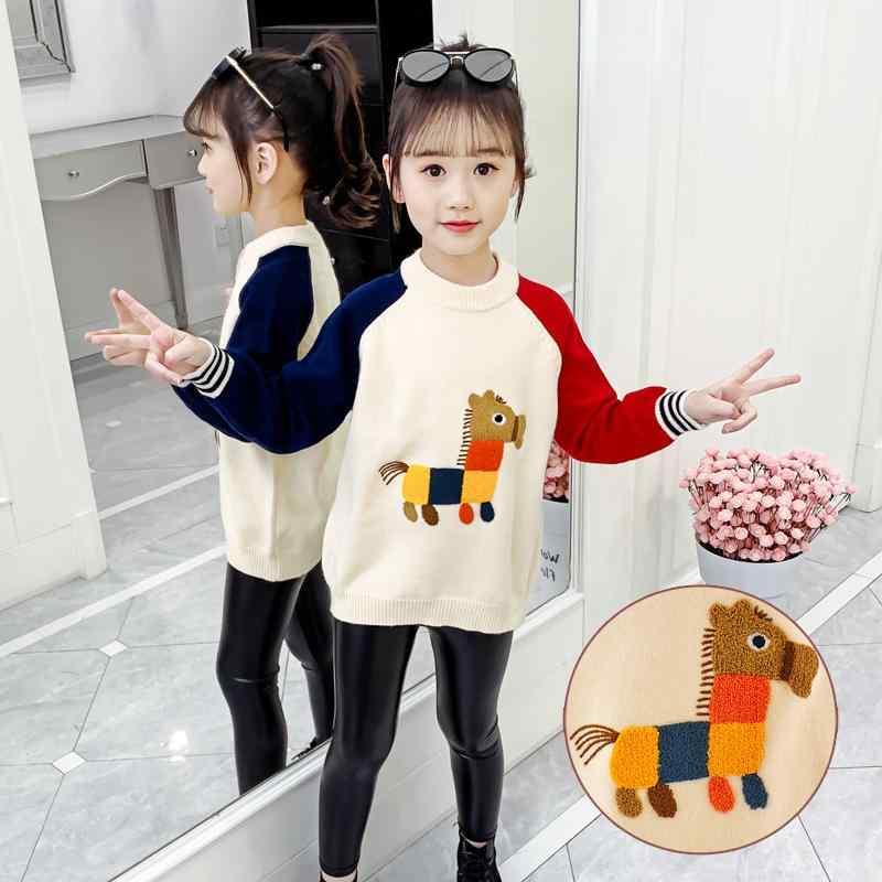 ニット・セーター ガールズ 子供服 トップス 長袖 秋冬 中大童向け 切り替え かわいい ゆったり ピンク系 レッド