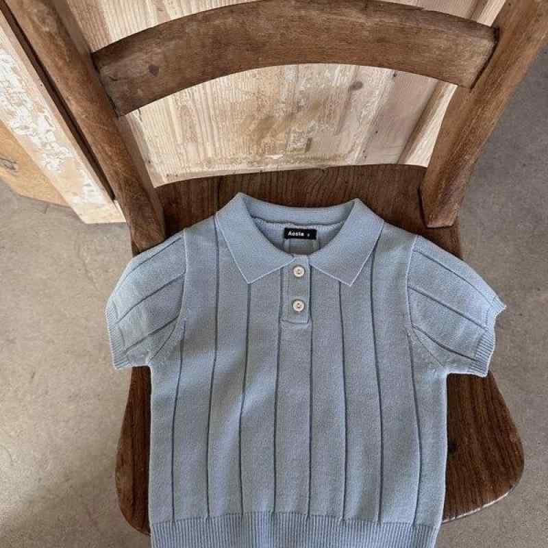 ニットトップス ベビー キッズ 男の子 接触冷感 薄手 半袖 サマーニット Tシャツ カットソー 春夏 80 90 100 110 120 130 140 150cm