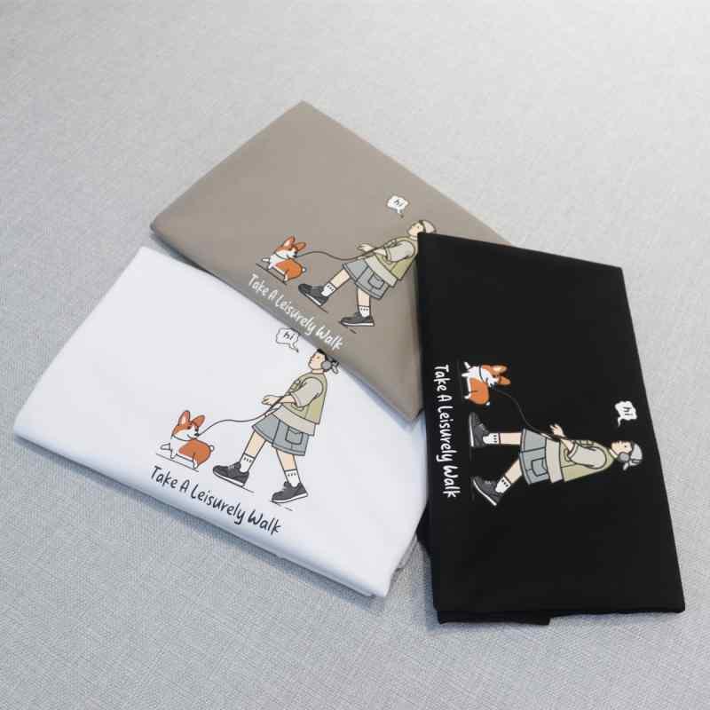 Tシャツ メンズ 男性用 半袖 コットン ラウンドネック カートゥーン プリント 薄手 ゆったりめ 韓国風 カジュアル ブラック ホワイト グレー系