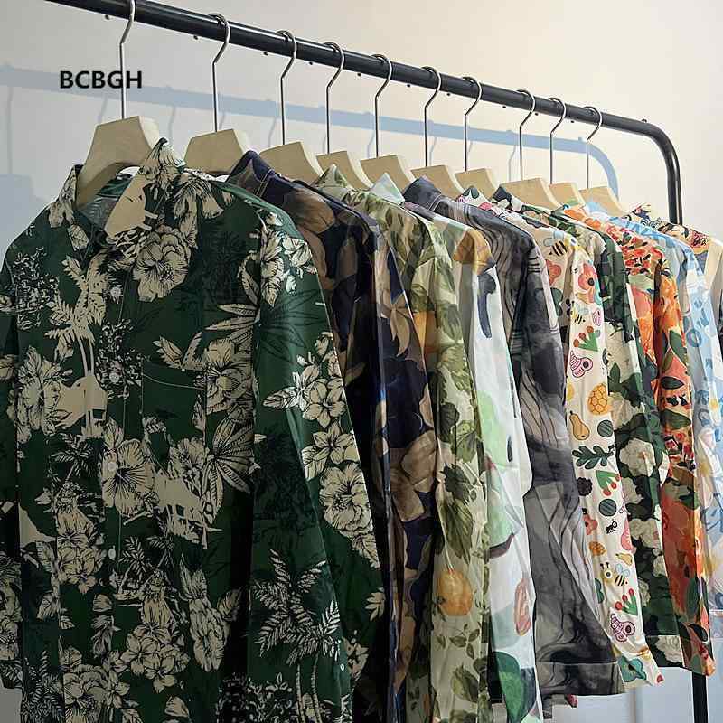シャツ メンズ 花柄 レトロ ゆるふわ 長袖 コットンブレンド トップス カジュアル 開襟 オープンカラーシャツ M L XL 2XL 春秋