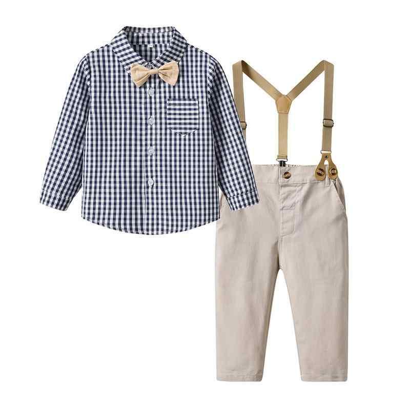 キッズ フォーマル セットアップ 格子柄 長袖 シャツ サロペット 2点 セット 春秋 男の子 子供服 おしゃれ かわいい 発表会 結婚式