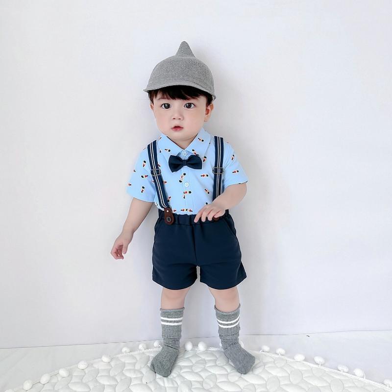 子供用パンツセットアップ 半袖 短パン ベビー服 上下セット 薄手 コットン 男の子 1歳 2歳 3歳 夏