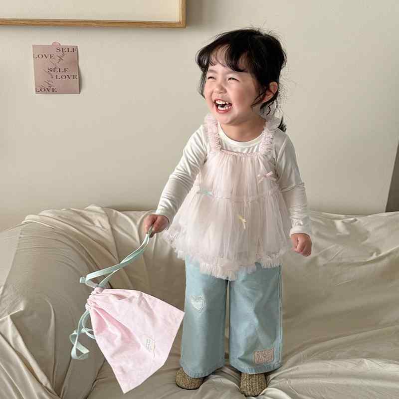 キッズ 女の子 パンツセット 春秋物 キャミソール トップス デニムパンツ 3点セット かわいい おしゃれ着 普段着