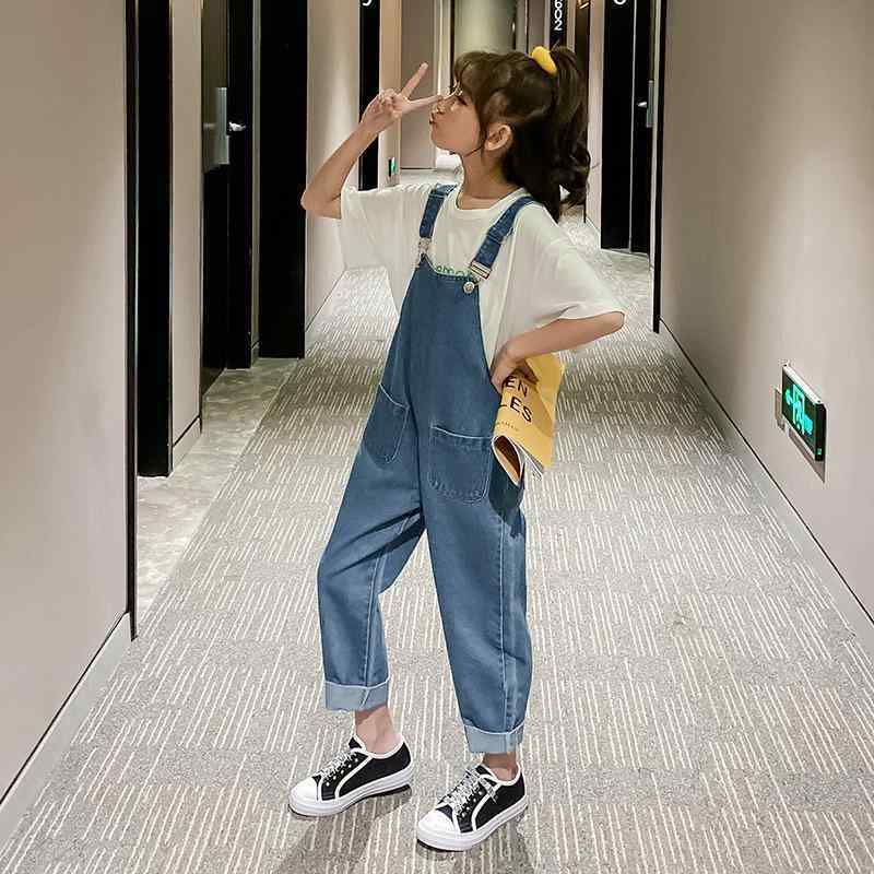 子供用オーバーオール キッズ 春物 デニムパンツ 女の子 春服 親子コーデ 8歳以上 中大サイズ コットン 高腰 普段使い かわいい お出かけ