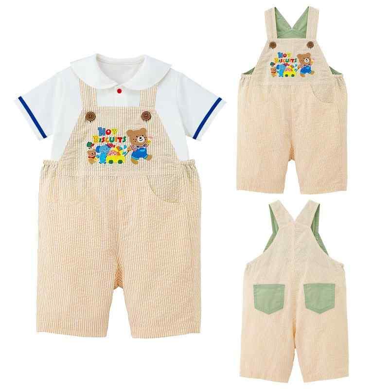 子供用ショートパンツ 春夏 ベビー サロペットパンツ コットン アニマルプリント かわいい ストライプ柄 80cm 90cm 100cm 110cm 120cm