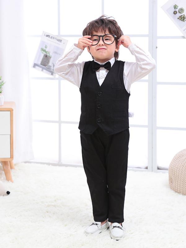 子供用セットアップ 子供服 ベビー服 インポート 吊りズボン 3点セット 春秋 男の子 トップス ボトムス 綿 無地 80 90 100 110 120 ブラック