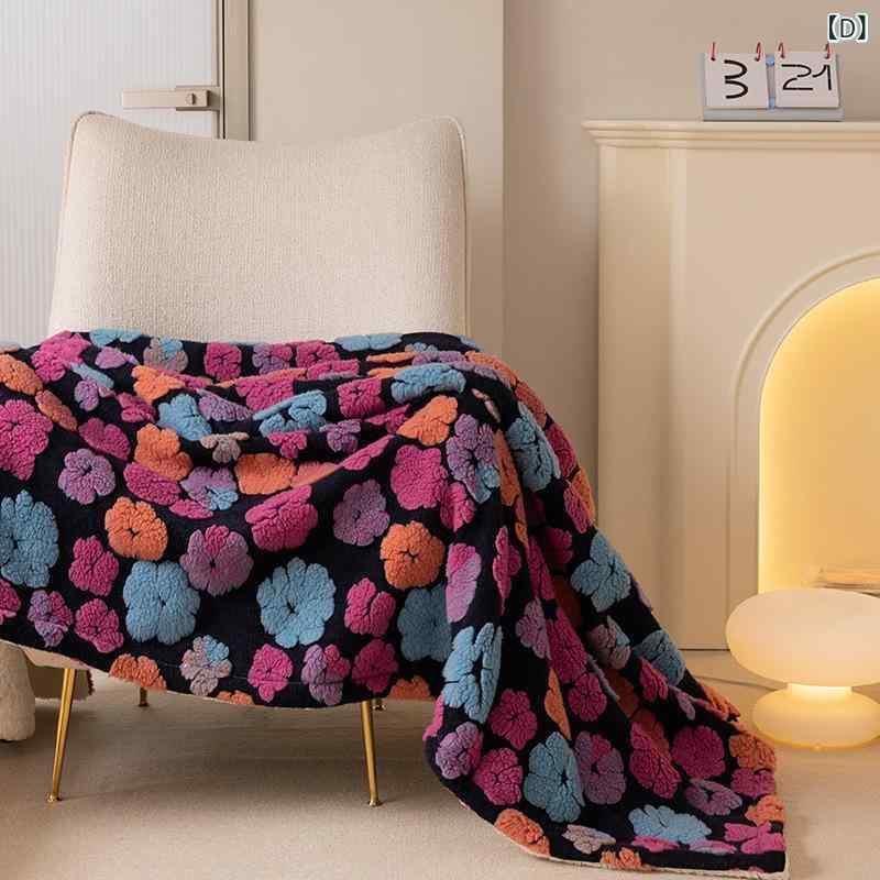 毛布 ブランケット ひざ掛け 肩掛け ウール混紡 秋冬 提花 花柄 グレー ブルー グリーン パープル 100 150cm 150 200cm オフィス ソファ リビング 寝室 ベッドルーム あったか インスタ風