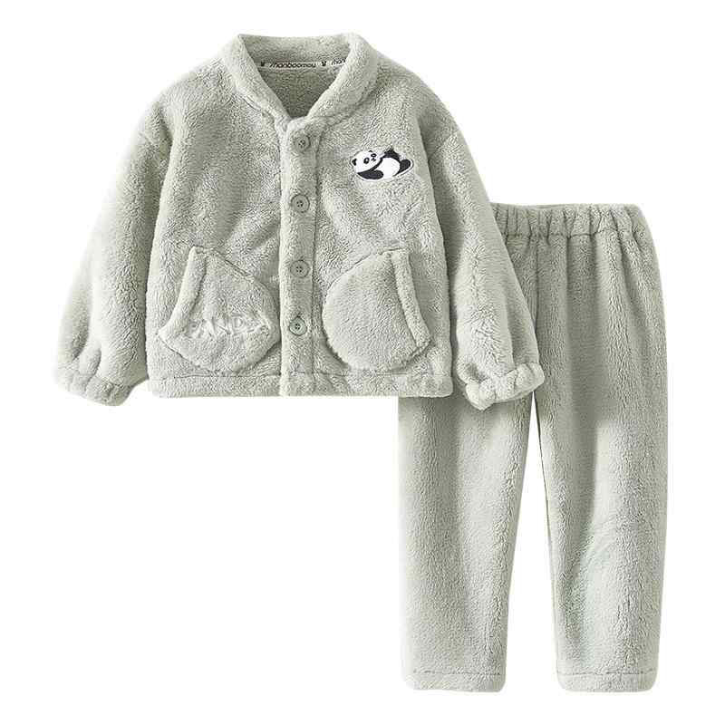子供用パジャマ 上下セット フランネル 秋冬 厚手 暖かい ポリエステル 男女兼用 無地 90cm 100cm 110cm 120cm 130cm 140cm