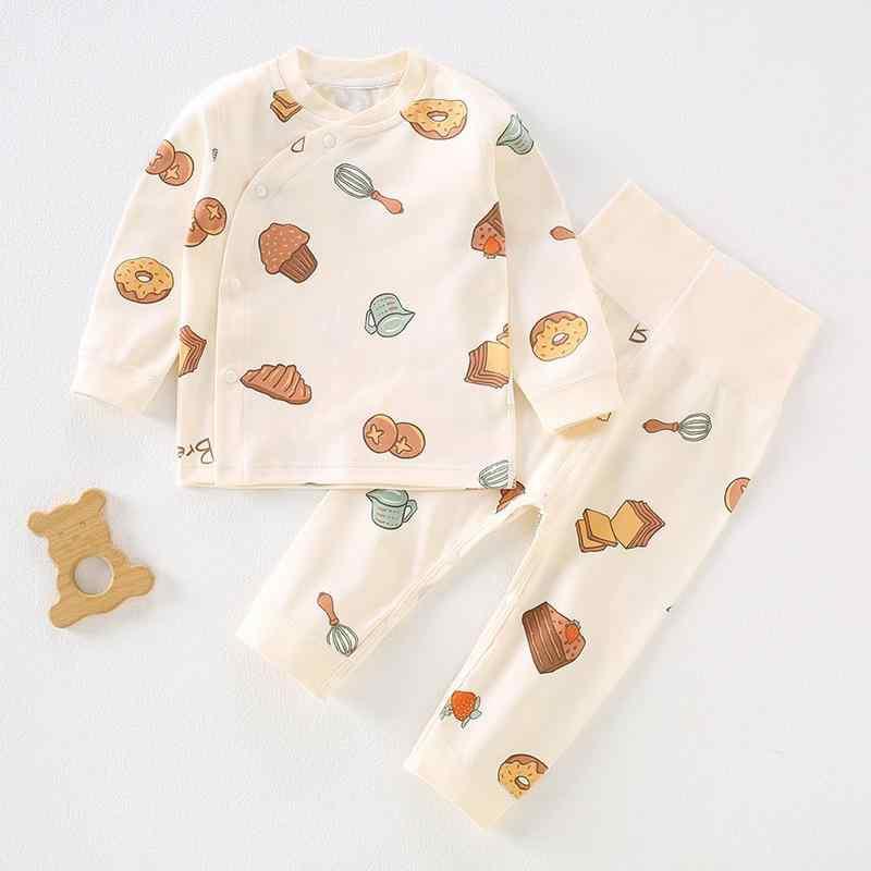 子供用インナーウェア ベビー服 上下セット 綿100％ 長袖 高腰 春秋 冬 パジャマ 部屋着 かわいい 動物柄 ピンク いちご