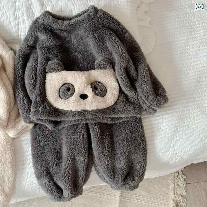 子供用パジャマ 秋冬 韓国風 子供服 フリース ホームウェア 上下セット 男の子 女の子 クマ柄 厚手 90 100 110 120 130 140cm 部屋着 かわいい 暖かい
