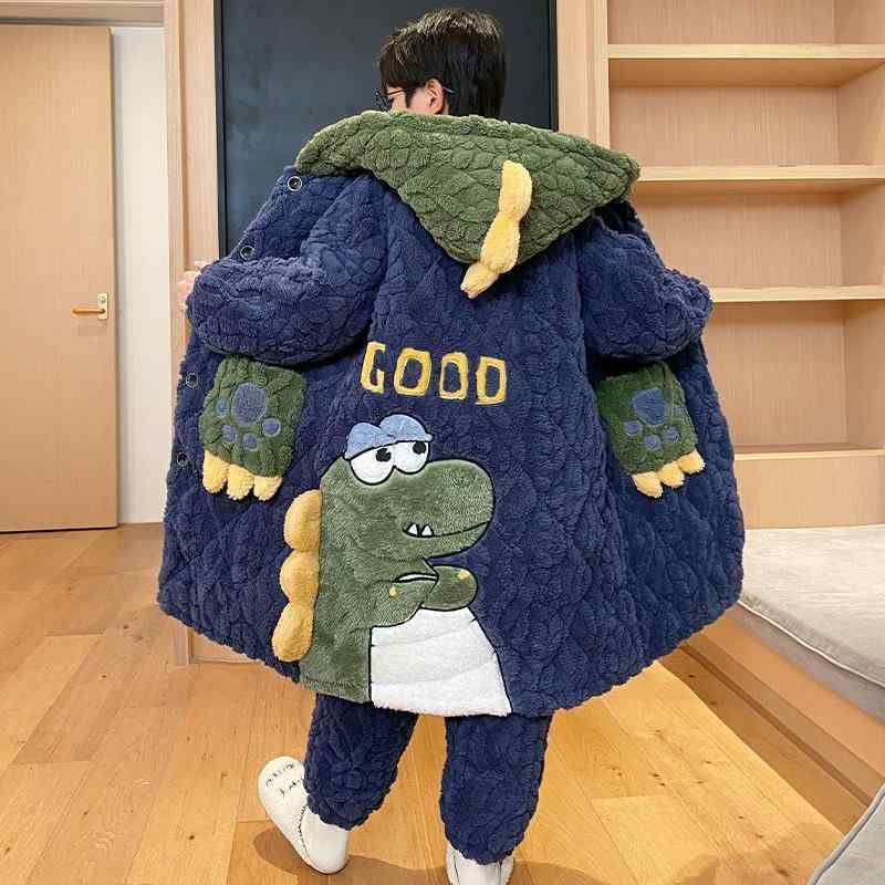 ちびっ子用パジャマ 秋冬 加厚 お坊っちゃん 赤珊瑚フリース 三層社会システム キルト 綿ネル ちびっ子 お坊っちゃん 養護ホーム御召しもの ポリエステル 衣料繊維 あったか お座敷着