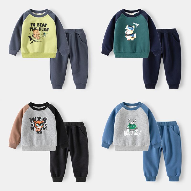 子供用スウェットパンツセットアップ 男の子用トップス＆パンツ 上下2点セット カートゥーン 綿混紡 春秋 スポーツ 普段使い 90cm 100cm 110cm 120cm 130cm 140cm