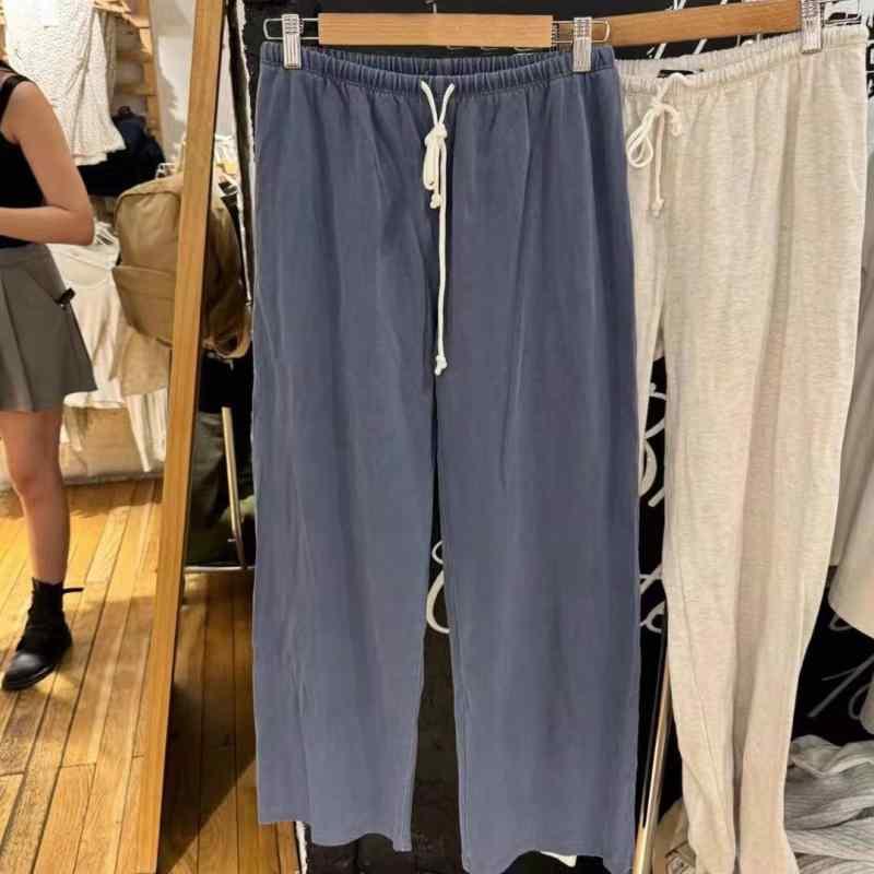 パンツ レディース テーパードパンツ ワイドパンツ 綿 カジュアル ゆったり リラックス ストレート ウエストゴム ローズ同型 グレー デニムブルー ピンク系 レッド