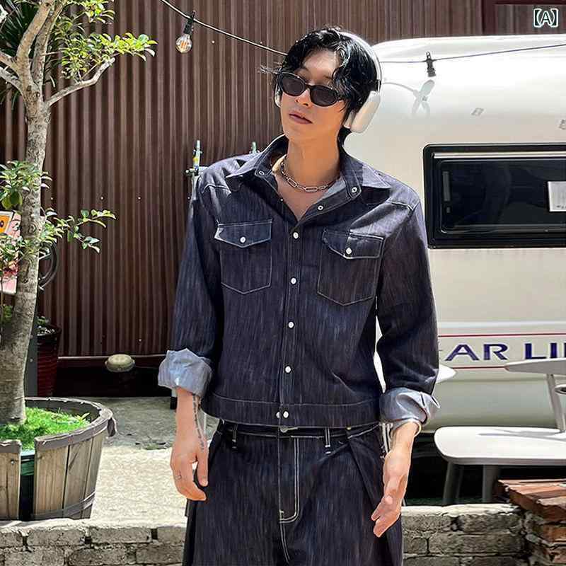 デニムジャケット メンズ デニムパンツ セットアップ 男性用 春物 韓国風 ウォッシュ加工 Gジャン ジーンズ カジュアル 普段使い 綿