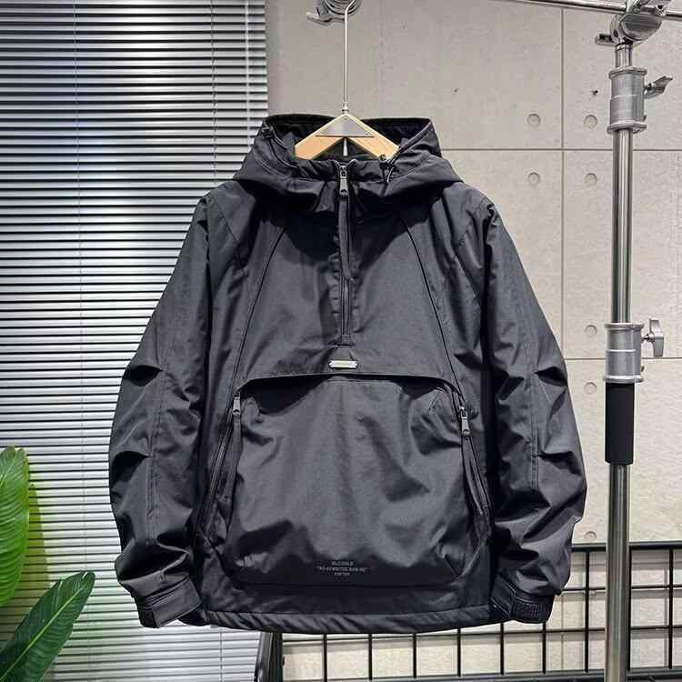 ジャケット メンズ 男性用 耐摩耗 防風 フード付き ブルゾン ジャンパー アウター トップス 秋冬 ブラック グリーン レッド