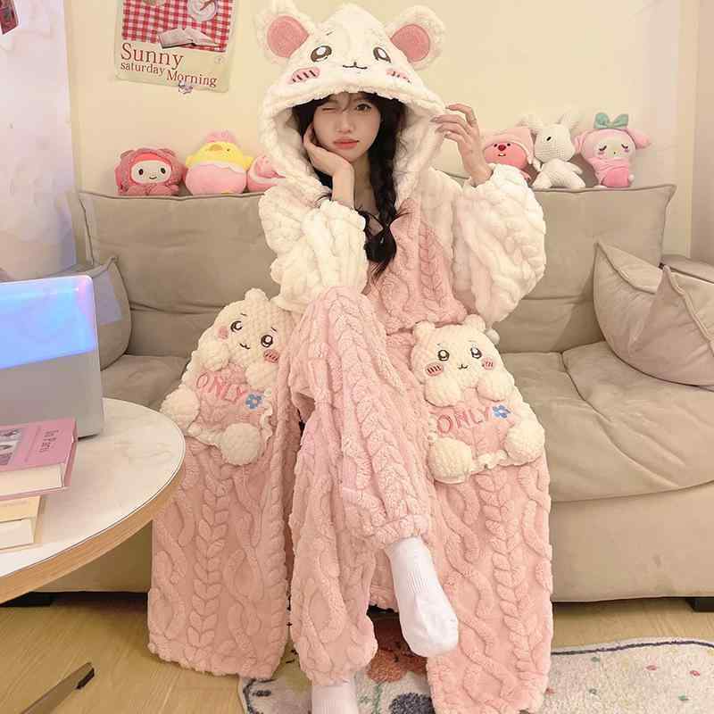 パジャマ レディース 秋冬 赤珊瑚? お部屋お召しもの 上下仕かける 朦朦たる 長袖 長ズボン 愛くるしい 生あたたかい 寝巻き お部屋着 春 ナイトウェア・ルームウェア-インナー・下着・ナイトウェア-その他