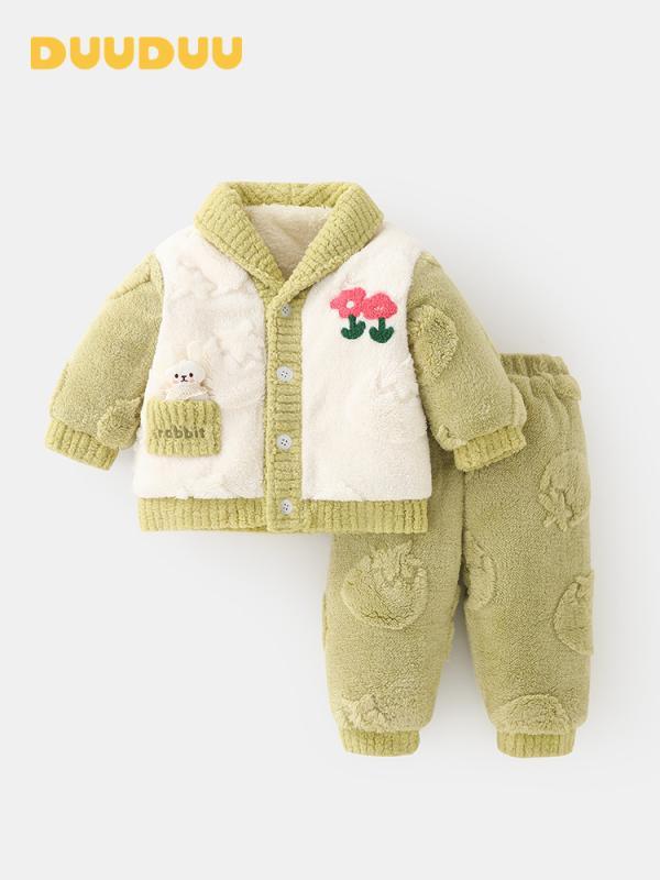子供用パジャマ 秋冬 厚手 コーラルベルベット 女児 幼児 ルームウェア 部屋着