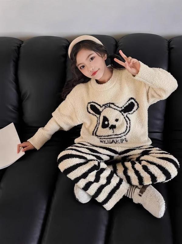 子供用パジャマ 女の子 秋冬 珊瑚フリース 厚手 大判サイズ ガールズ ルームウェア 寝間着 ポリエステル 100 110 120 130 140 150 160cm 保温性